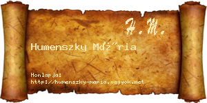 Humenszky Mária névjegykártya